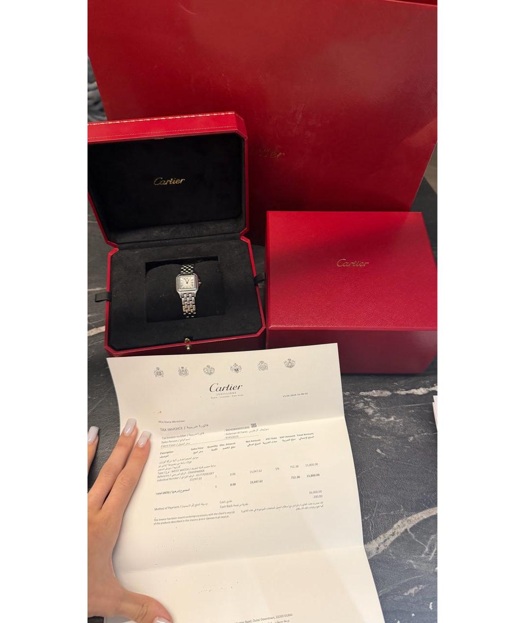 CARTIER Антрацитовые металлические часы, фото 4