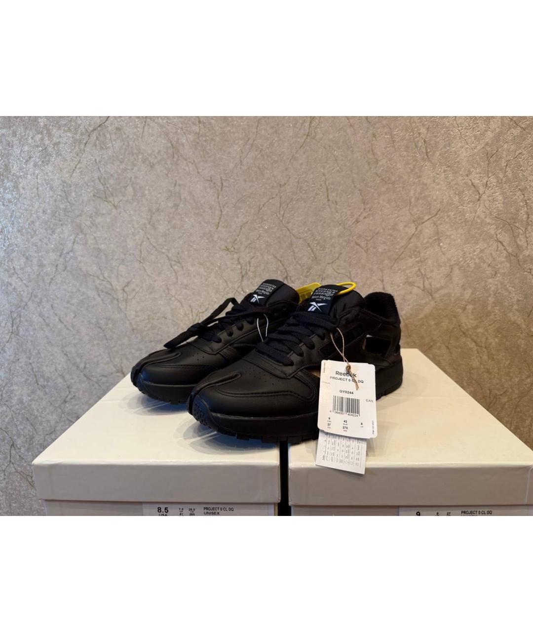 MAISON MARGIELA Черные кожаные низкие кроссовки / кеды, фото 2