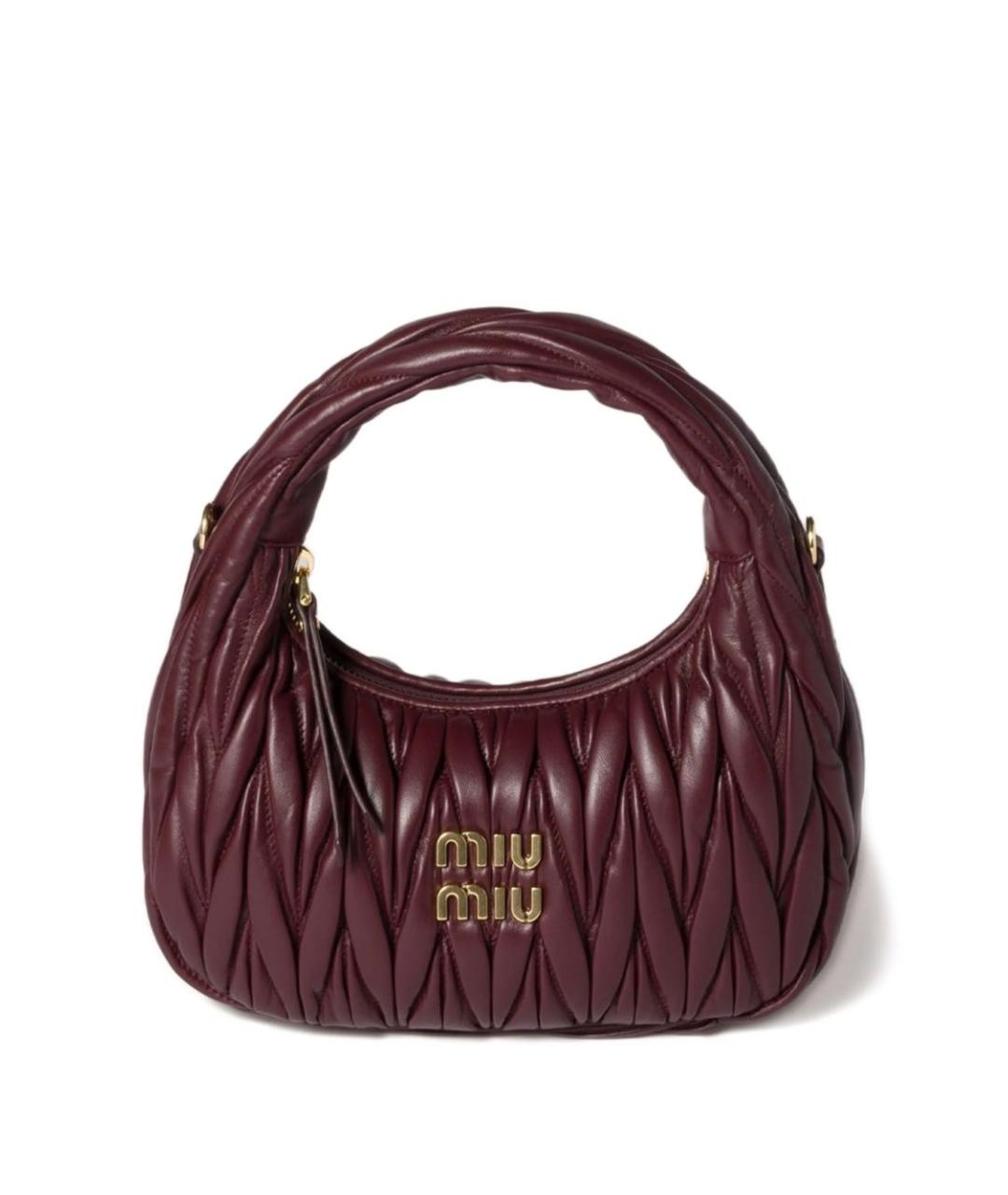 MIU MIU Бордовая кожаная сумка с короткими ручками, фото 1