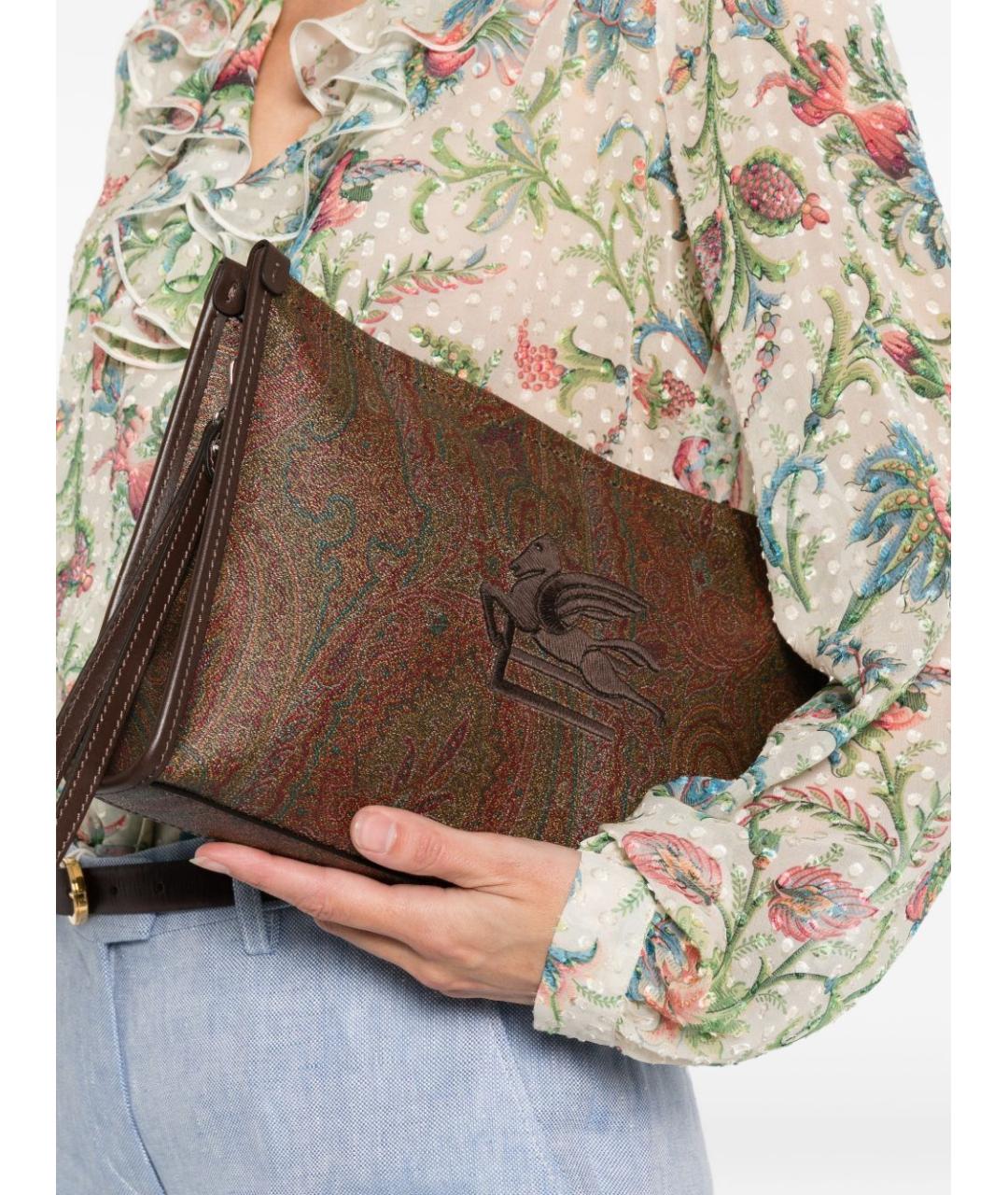 ETRO Коричневая канва папка для документов, фото 5