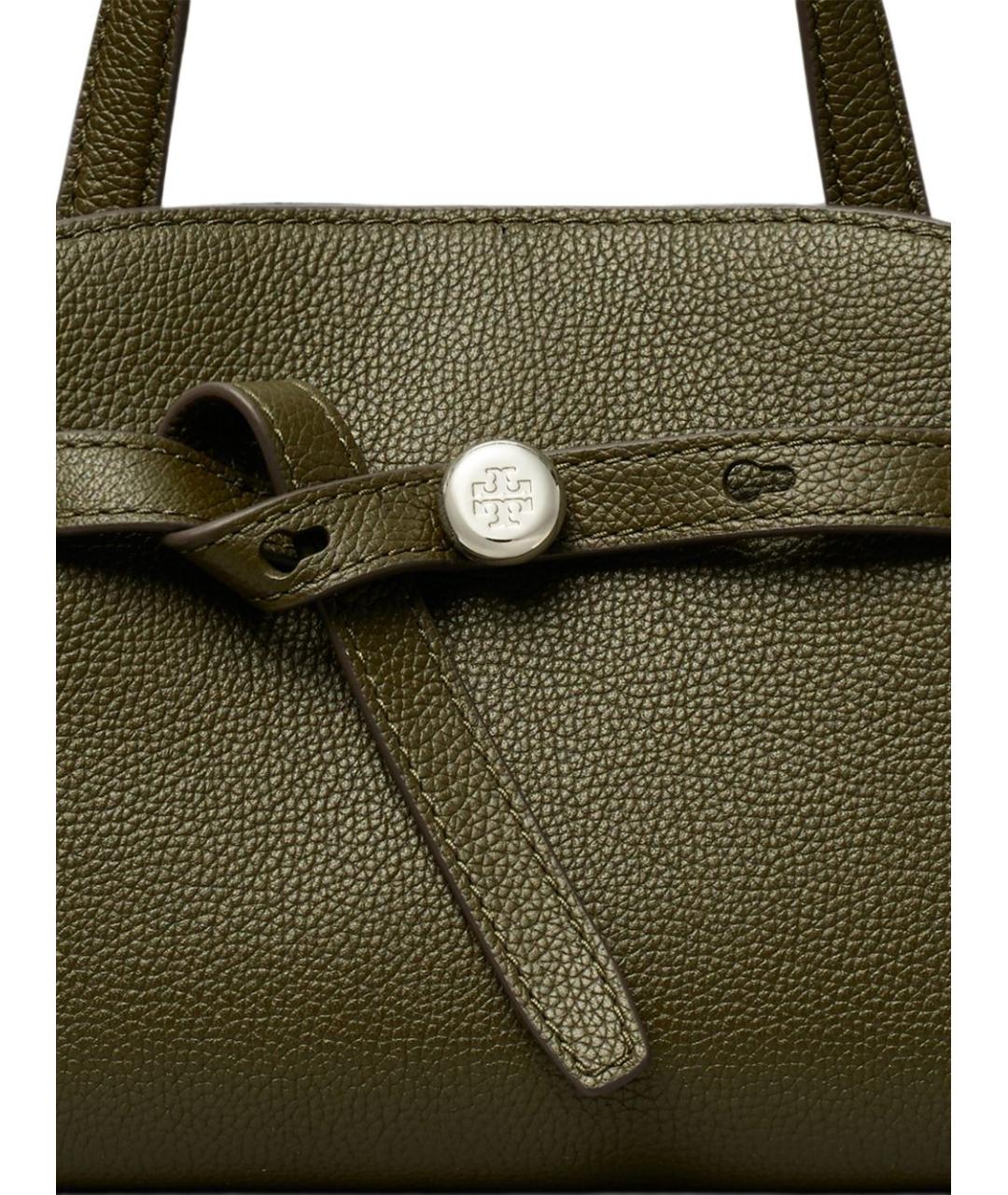 TORY BURCH Зеленая кожаная сумка с короткими ручками, фото 4