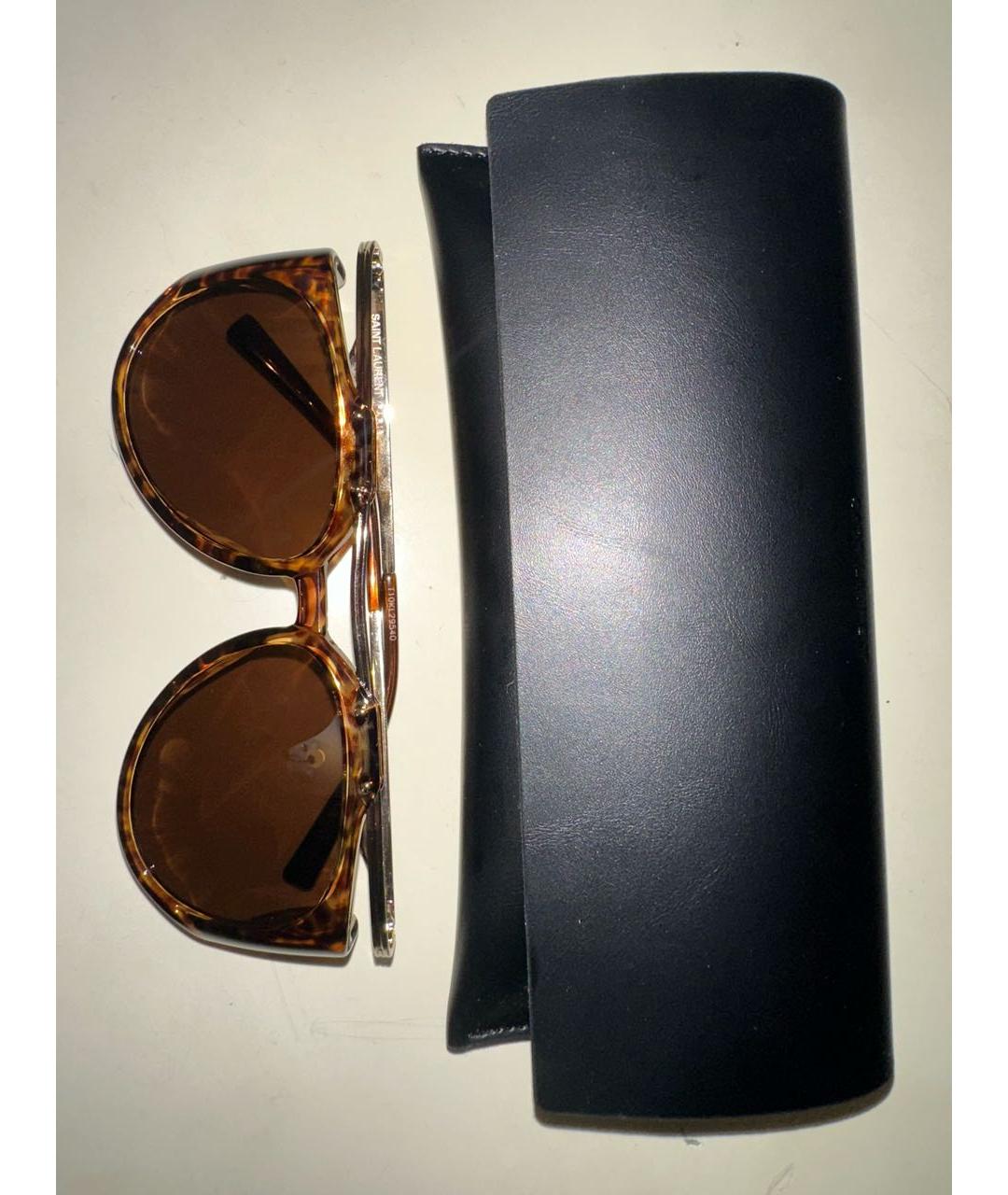 SAINT LAURENT Коричневые пластиковые солнцезащитные очки, фото 5