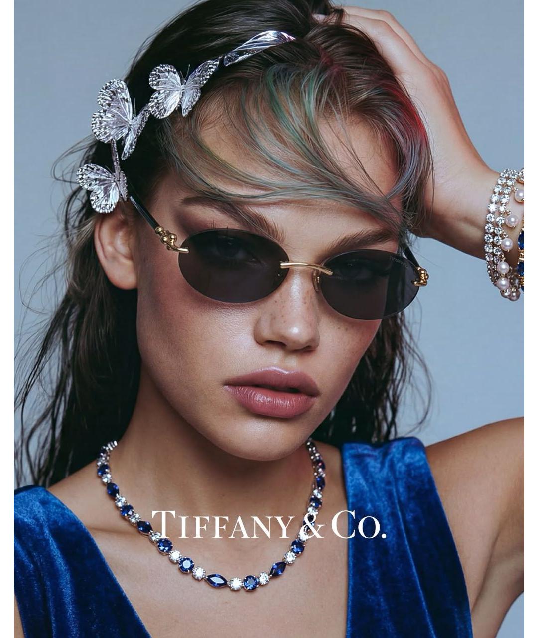 TIFFANY&CO Золотые металлические солнцезащитные очки, фото 2