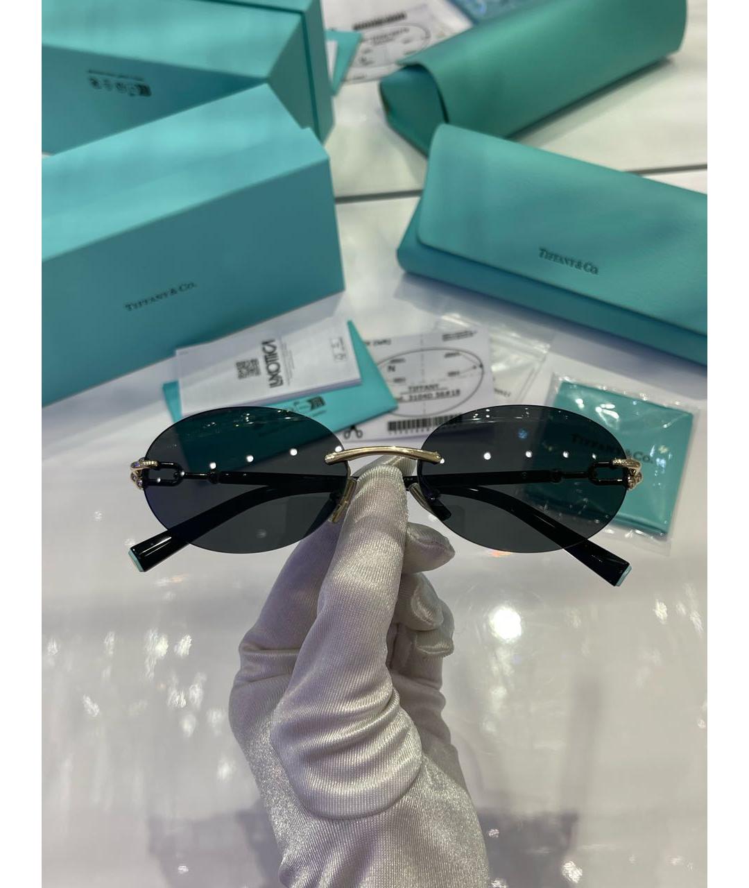TIFFANY&CO Золотые металлические солнцезащитные очки, фото 6