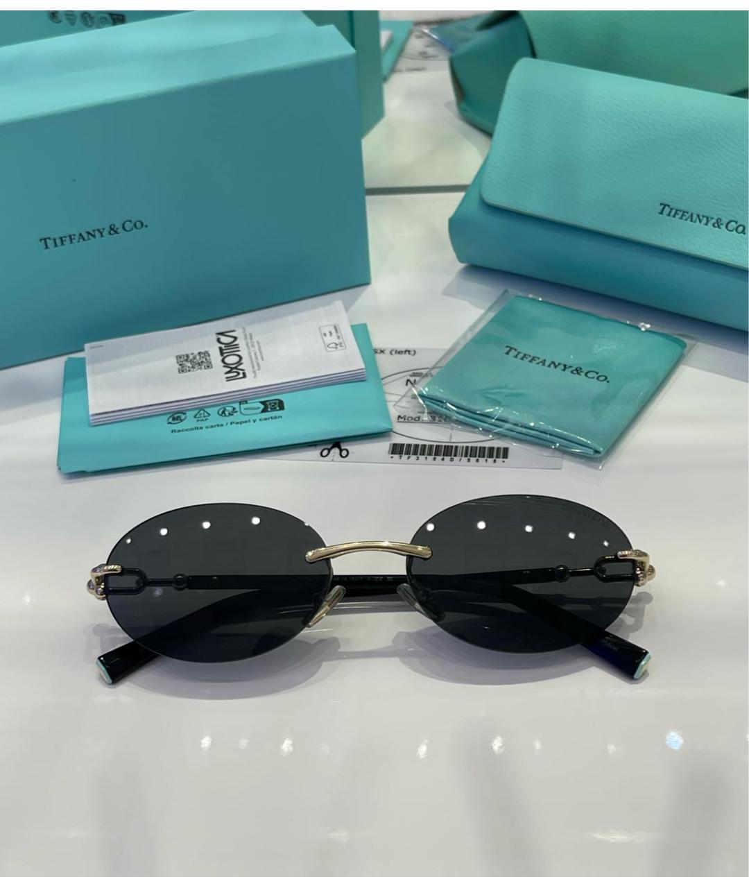 TIFFANY&CO Золотые металлические солнцезащитные очки, фото 3