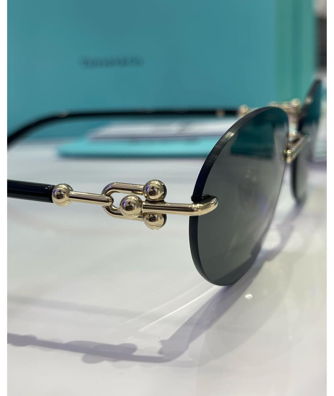 TIFFANY&CO Золотые металлические солнцезащитные очки, фото 4