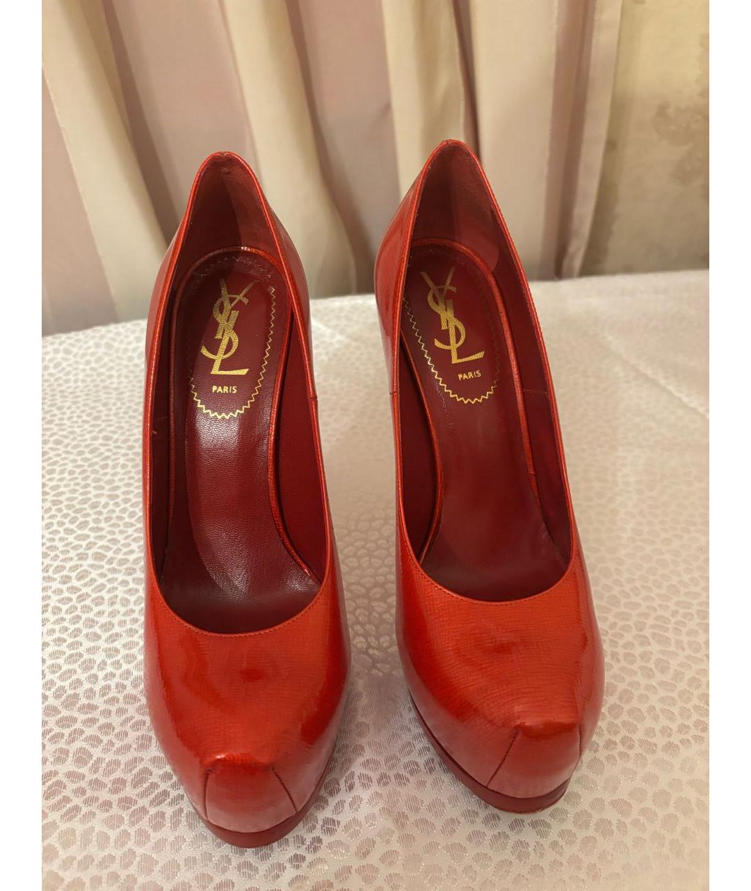 SAINT LAURENT Красные кожаные туфли, фото 2