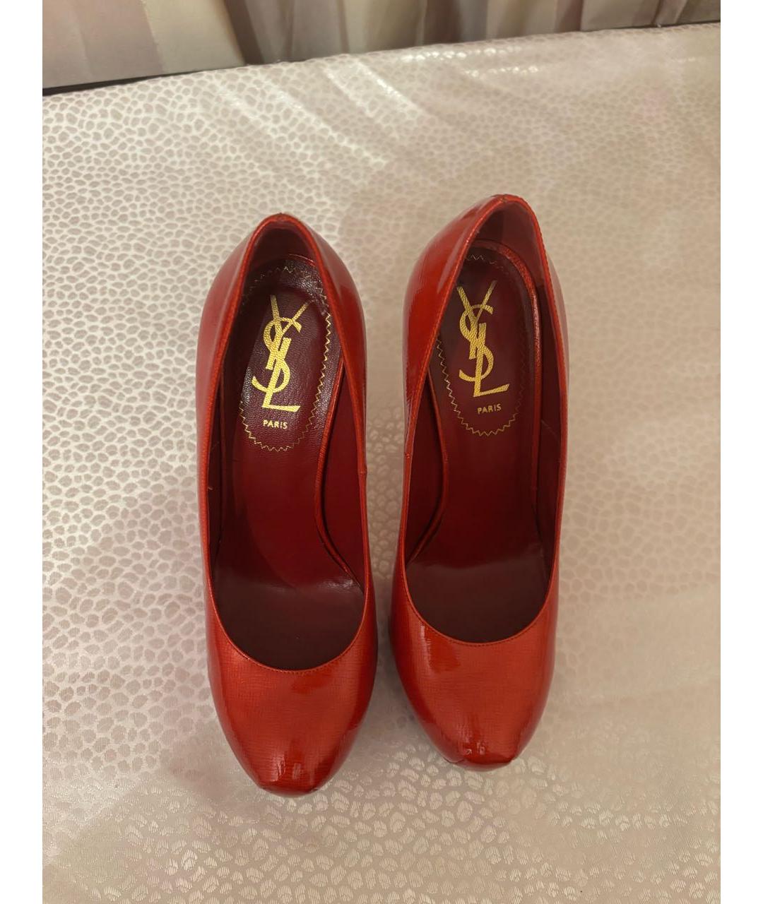 SAINT LAURENT Красные кожаные туфли, фото 3