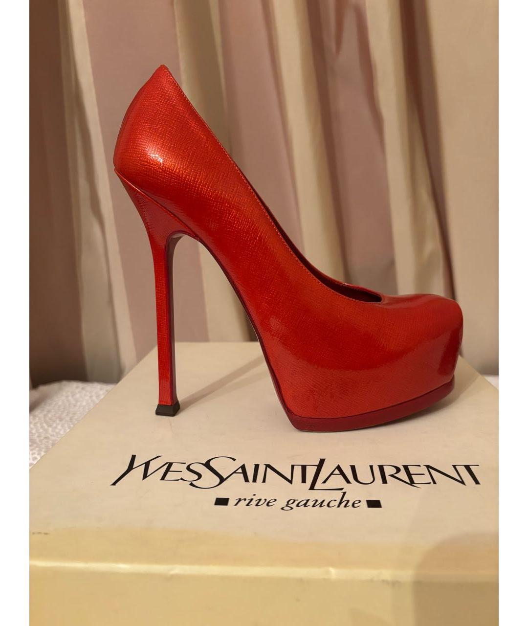 SAINT LAURENT Красные кожаные туфли, фото 5