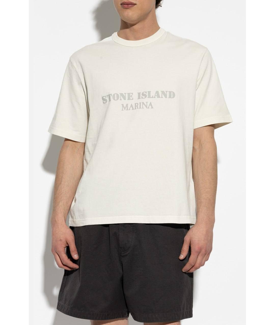 STONE ISLAND Бежевая футболка, фото 4