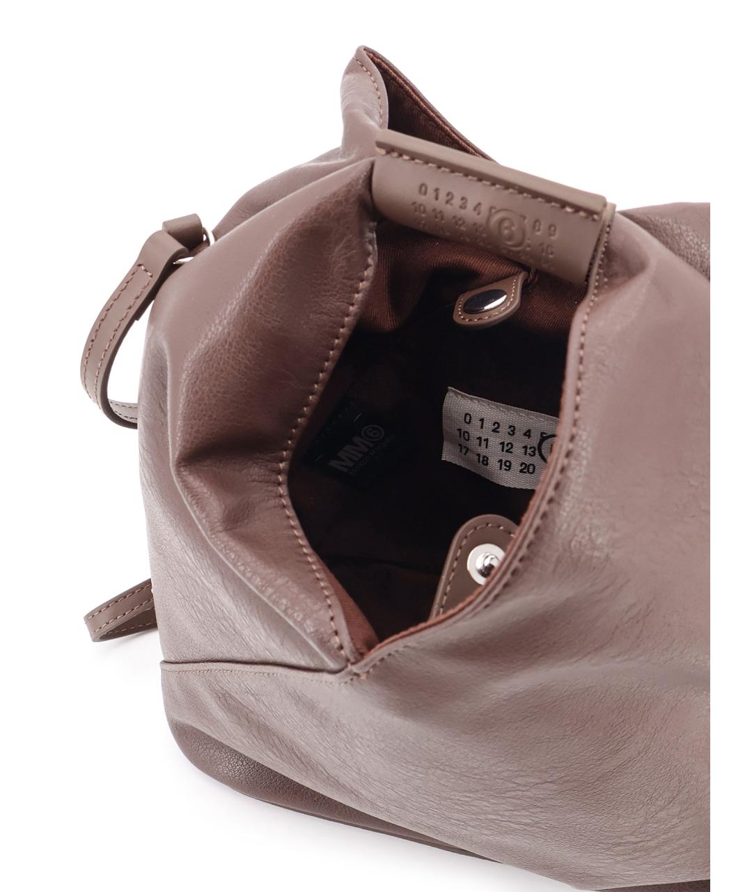 MM6 MAISON MARGIELA Коричневая сумка с короткими ручками из искусственной кожи, фото 4
