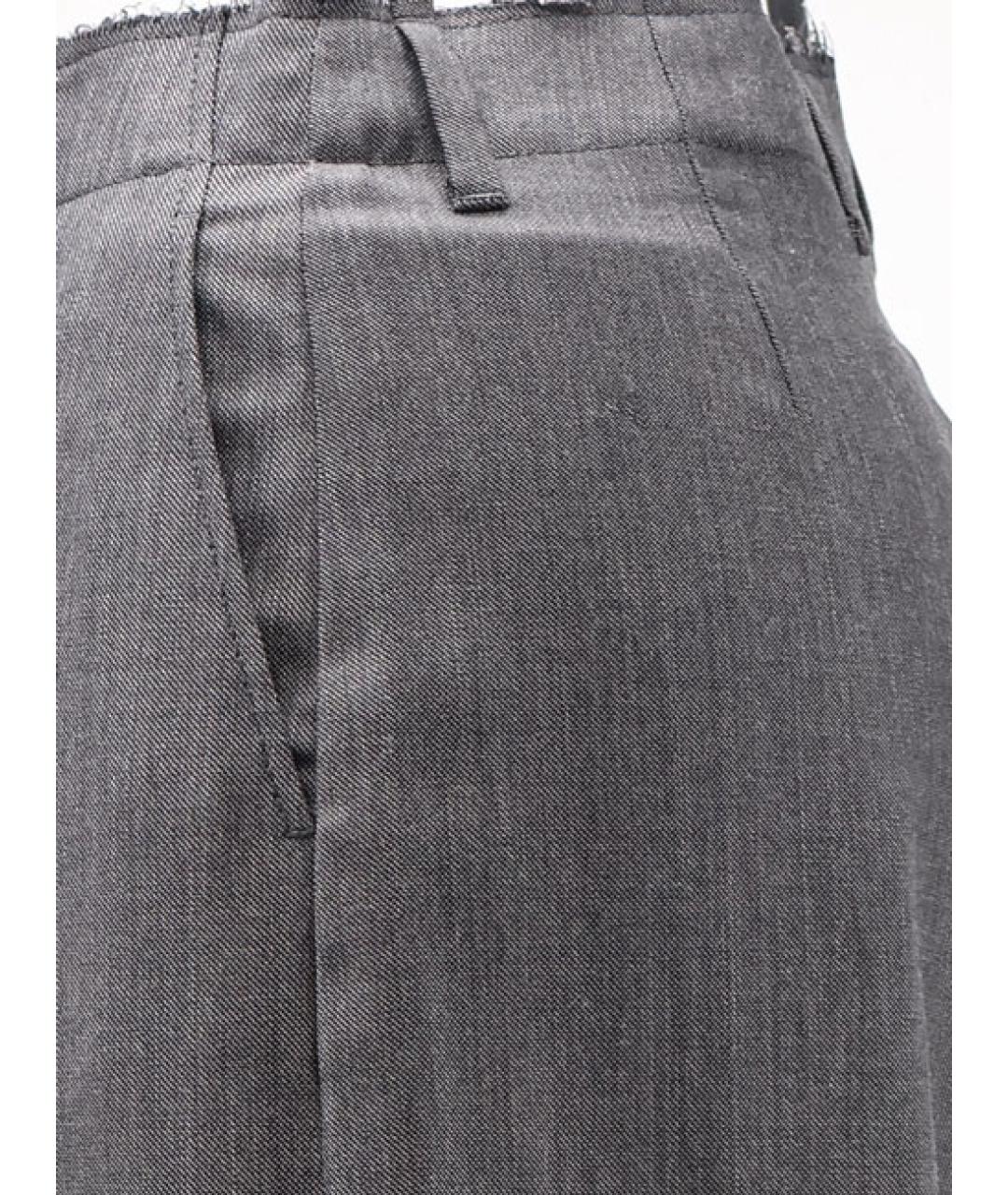 MM6 MAISON MARGIELA Серые шерстяные прямые брюки, фото 3