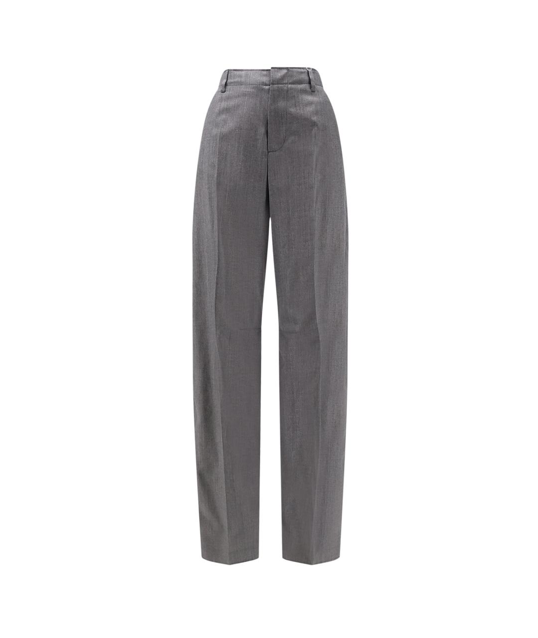 MM6 MAISON MARGIELA Серые шерстяные прямые брюки, фото 1