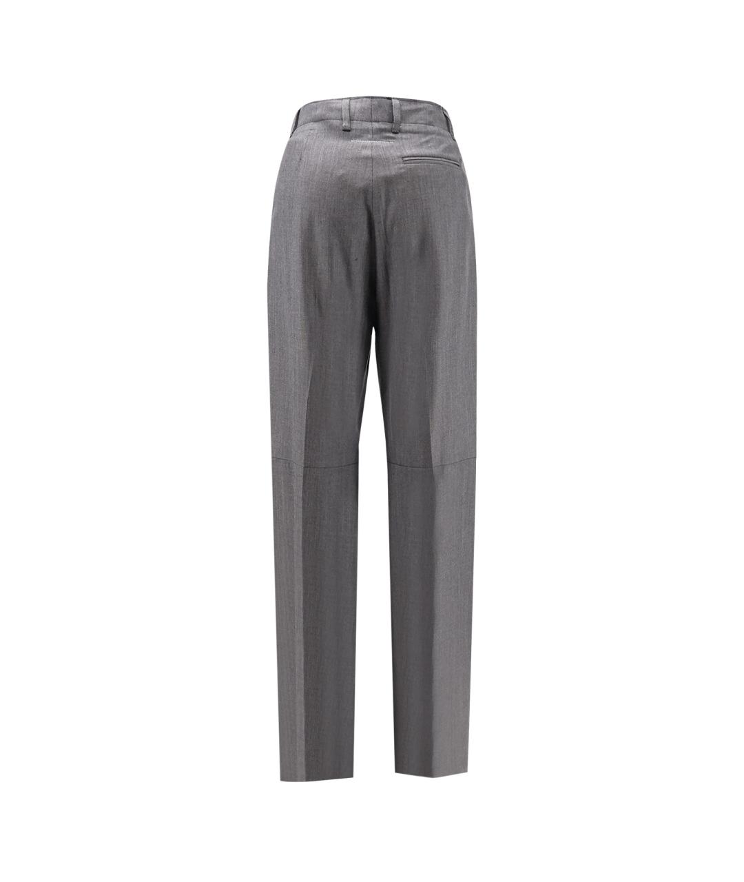 MM6 MAISON MARGIELA Серые шерстяные прямые брюки, фото 2