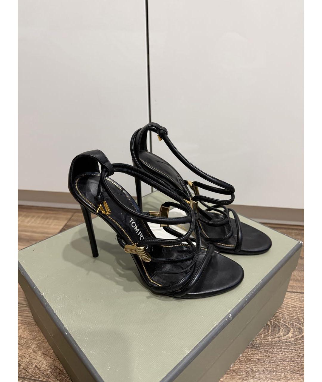TOM FORD Черные кожаные босоножки, фото 5