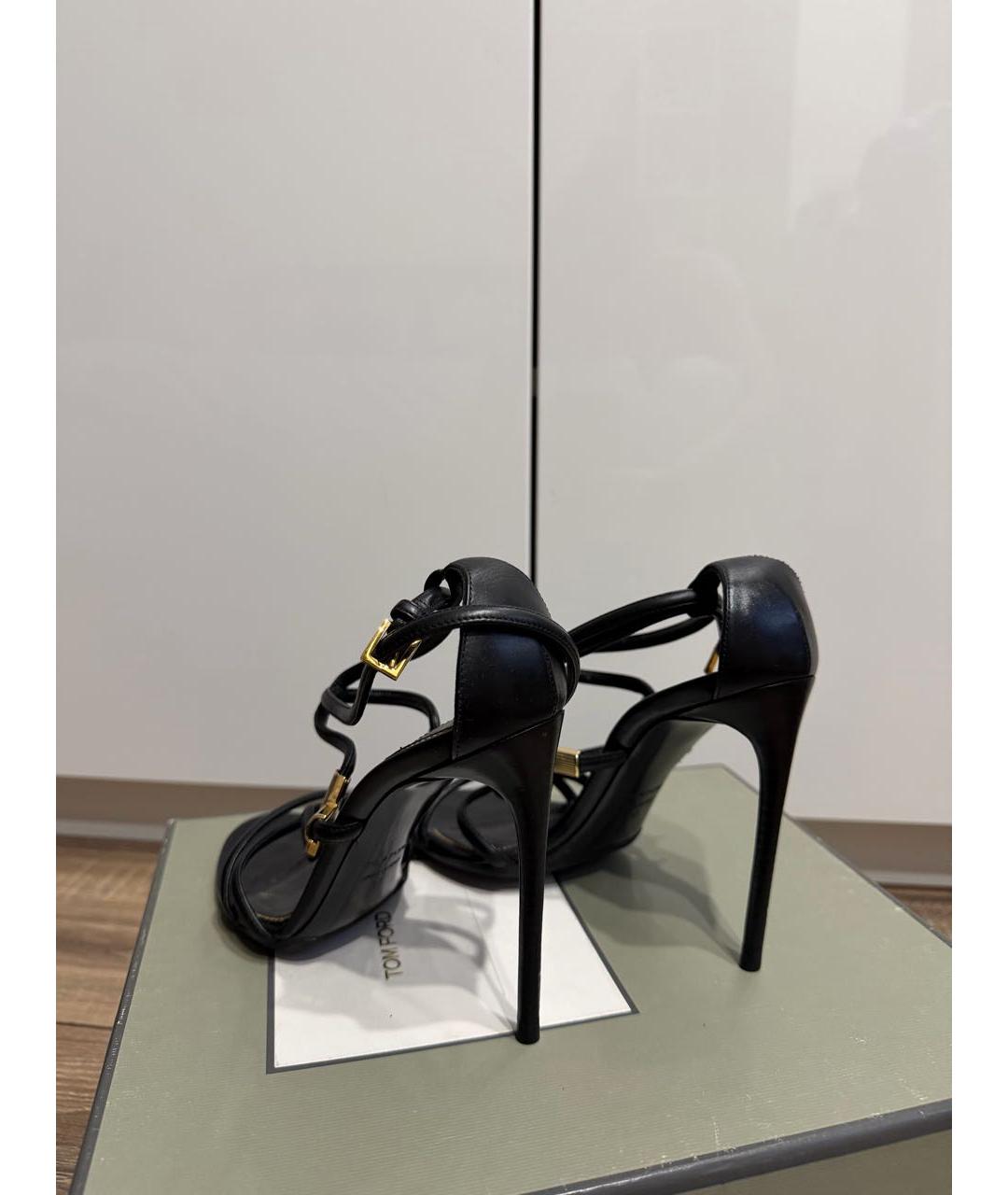 TOM FORD Черные кожаные босоножки, фото 3