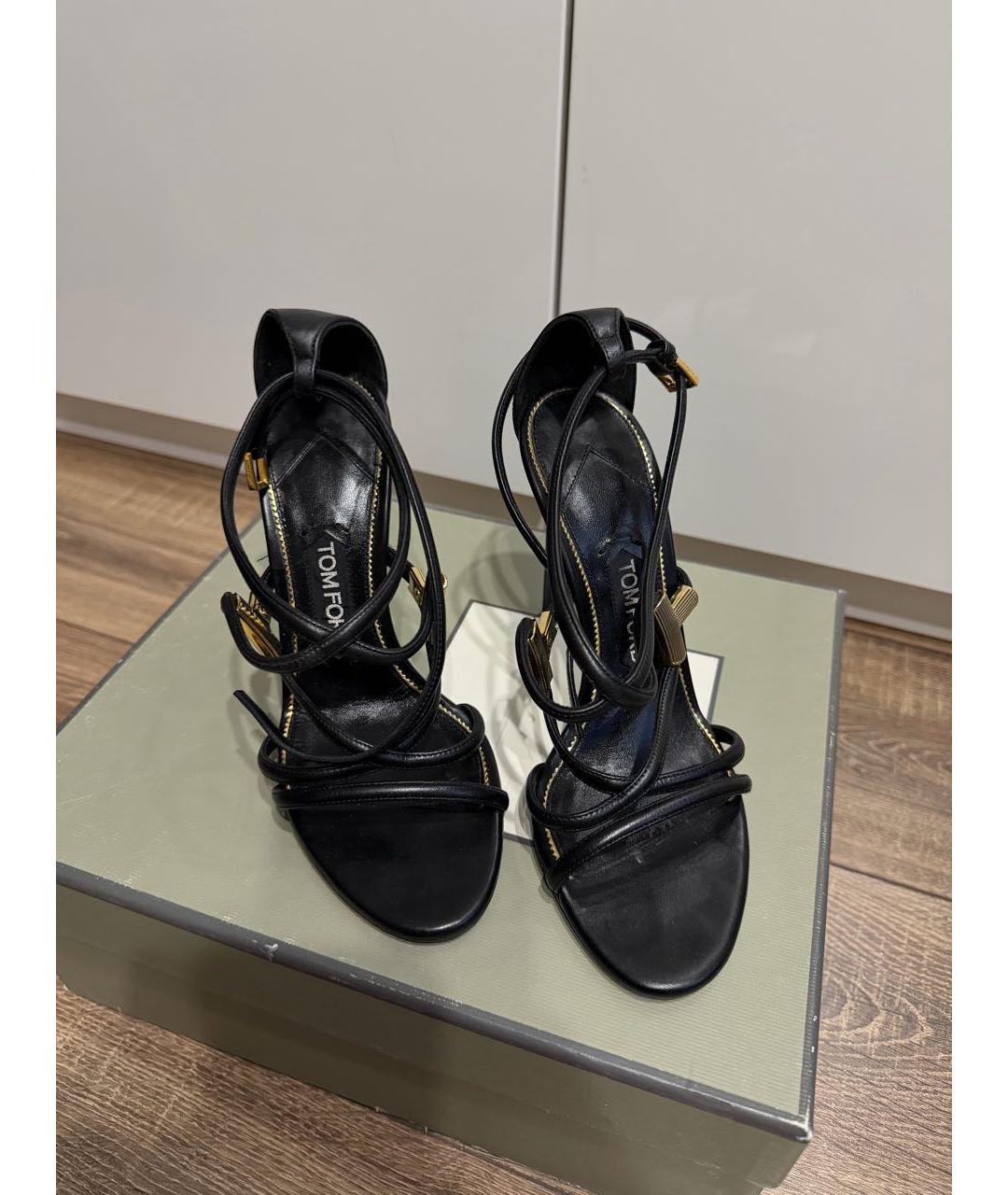 TOM FORD Черные кожаные босоножки, фото 2