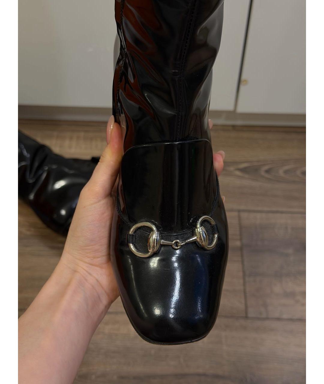 GUCCI Черные сапоги из лакированной кожи, фото 4