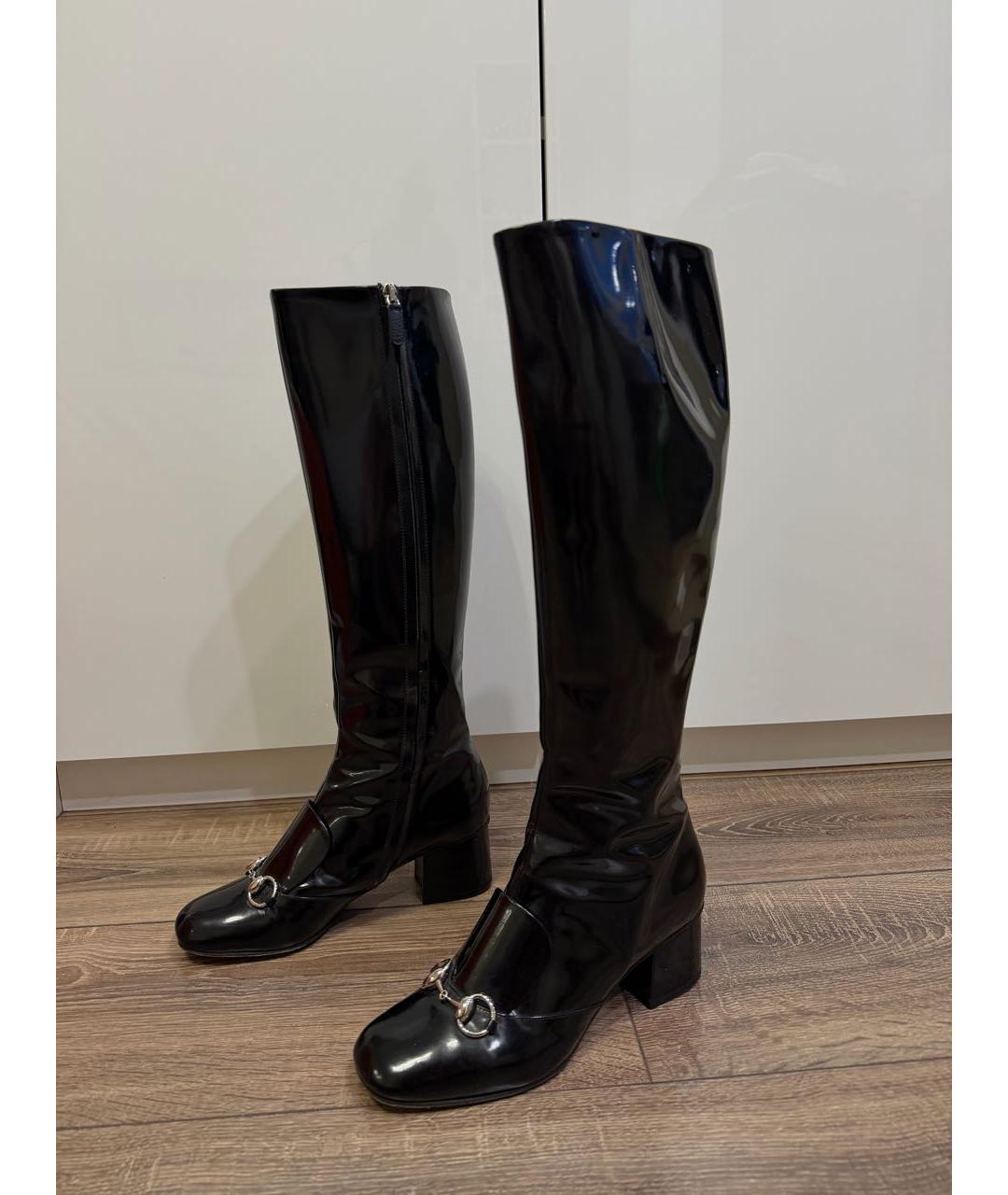 GUCCI Черные сапоги из лакированной кожи, фото 8