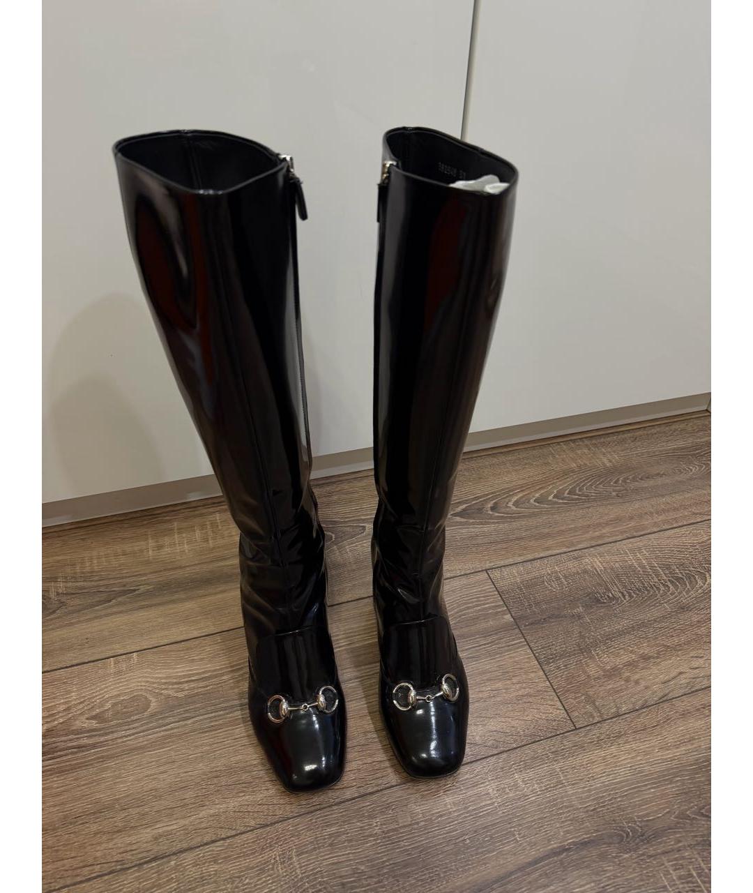 GUCCI Черные сапоги из лакированной кожи, фото 2