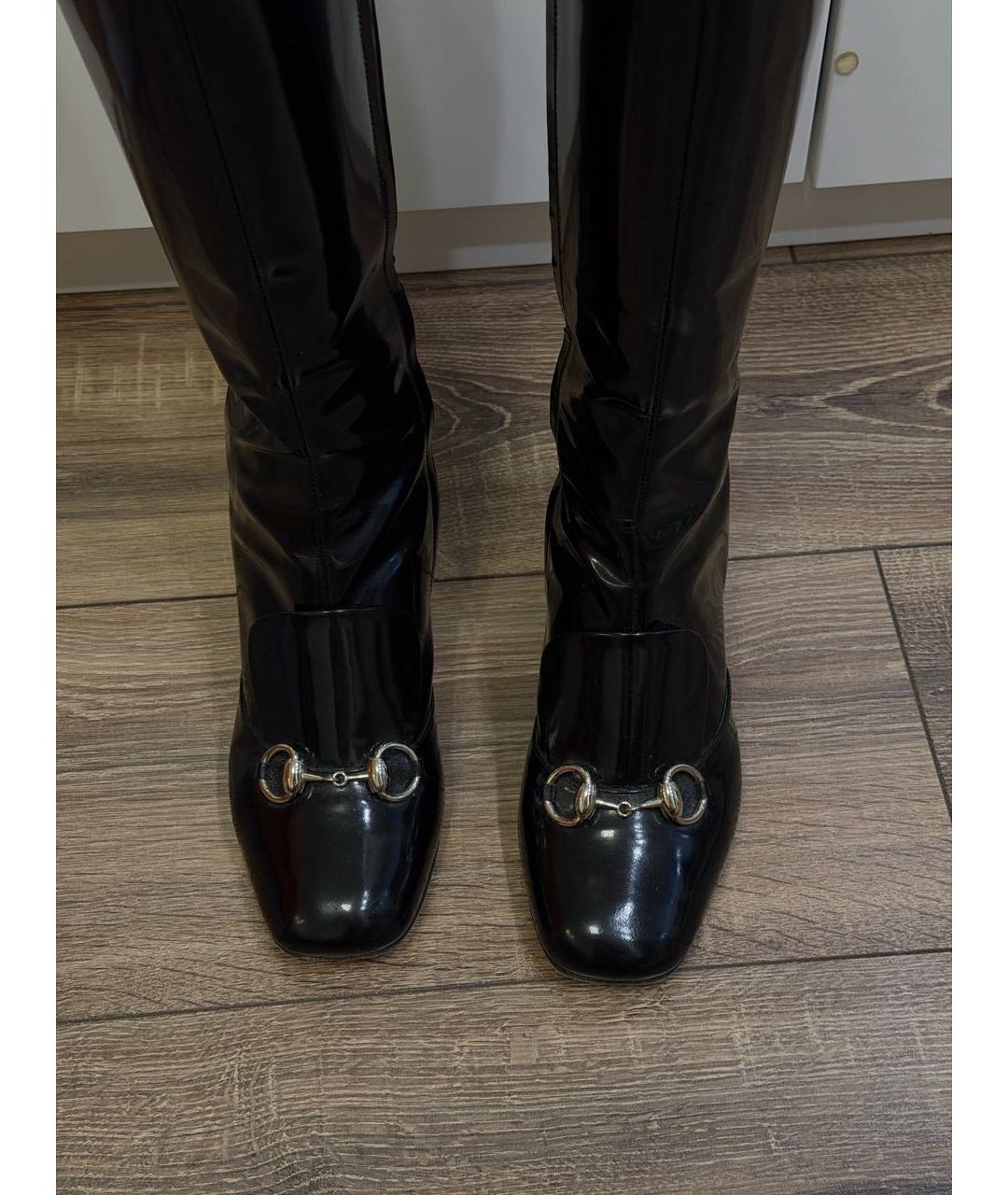 GUCCI Черные сапоги из лакированной кожи, фото 7