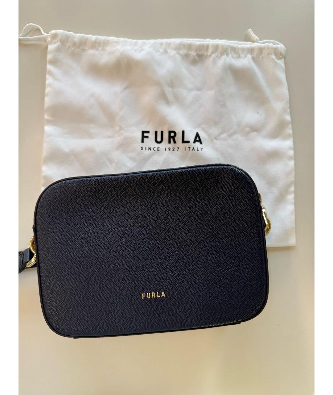 FURLA Темно-синяя кожаная сумка через плечо, фото 4
