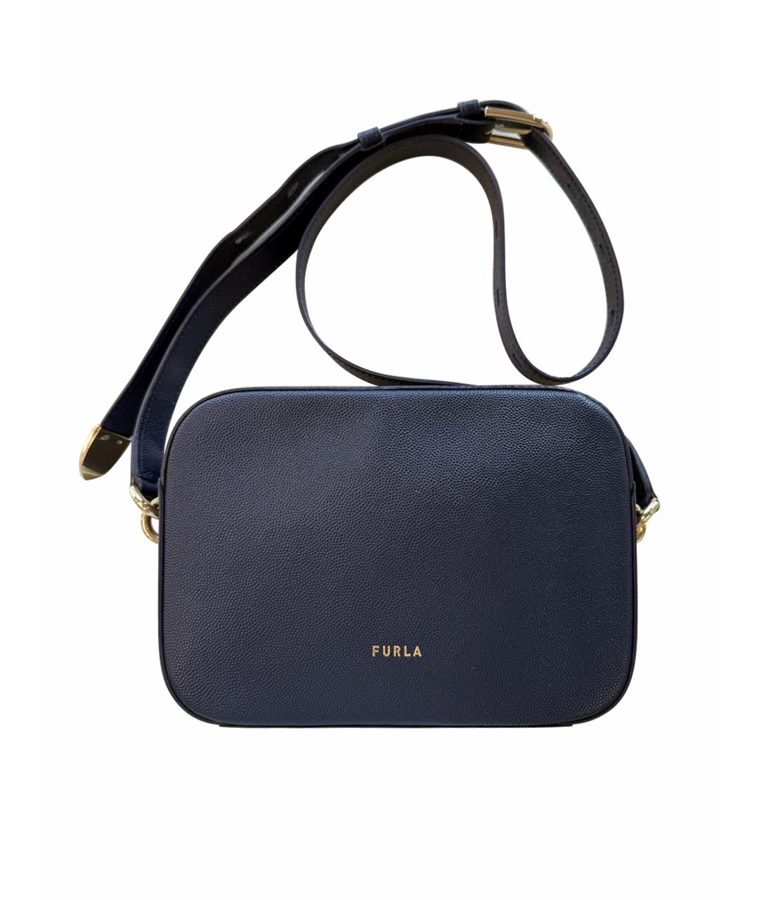 FURLA Темно-синяя кожаная сумка через плечо, фото 1