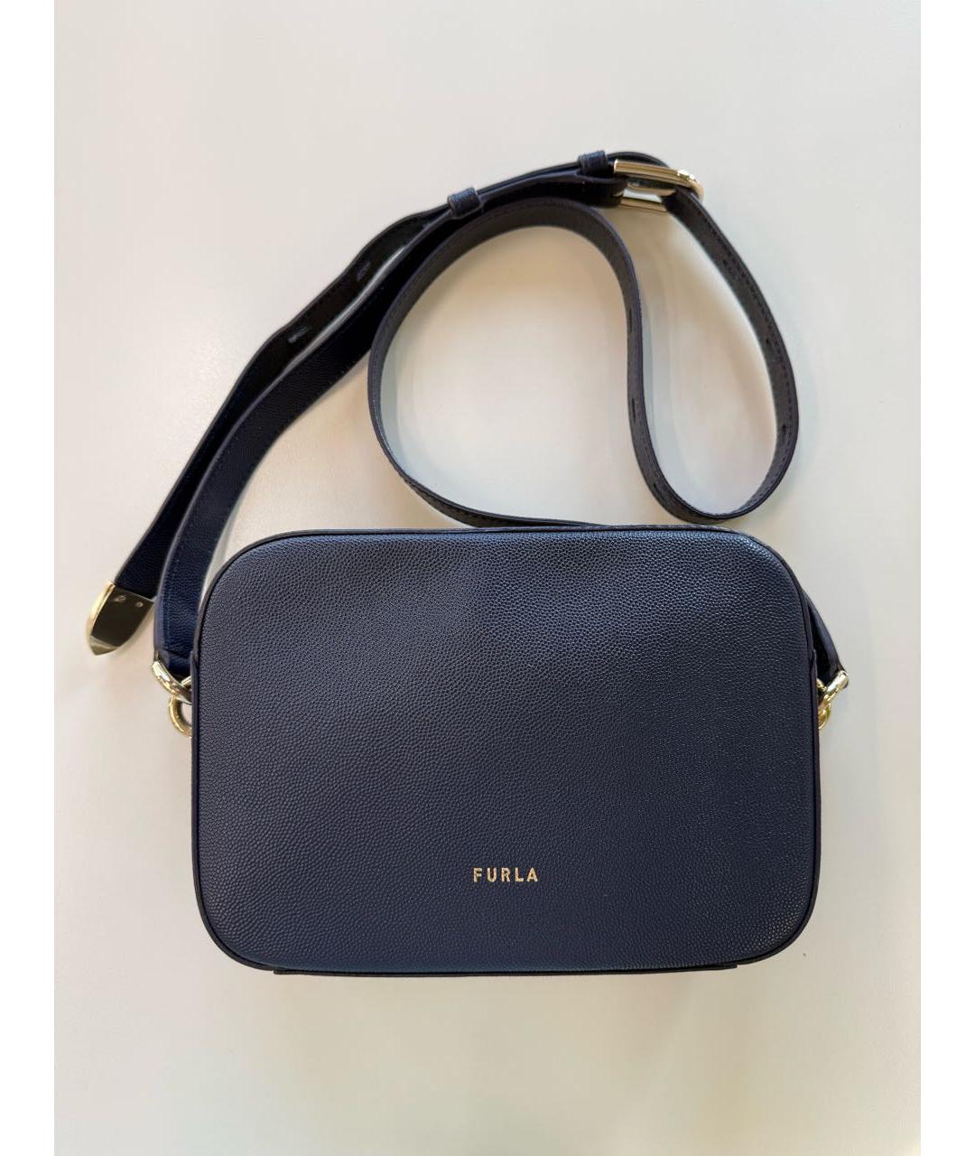 FURLA Темно-синяя кожаная сумка через плечо, фото 8