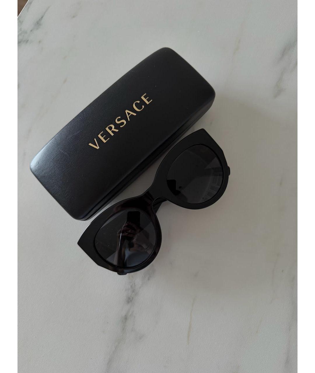 VERSACE Черные пластиковые солнцезащитные очки, фото 4
