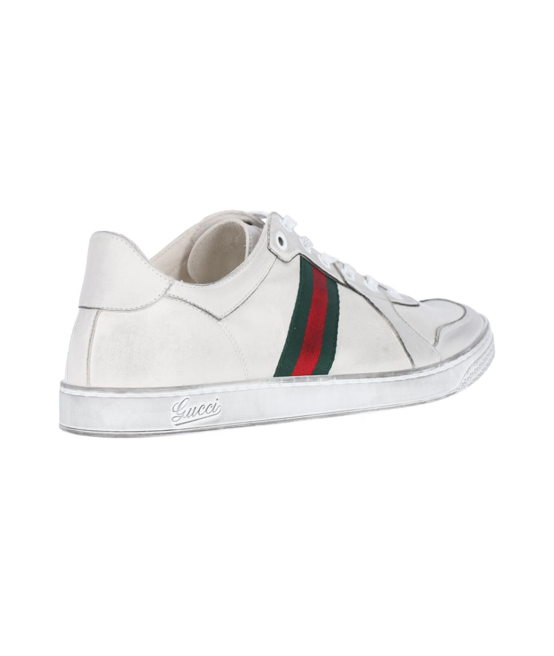 GUCCI Белые кожаные низкие кроссовки / кеды, фото 4