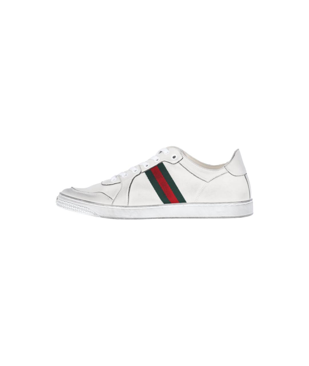GUCCI Белые кожаные низкие кроссовки / кеды, фото 3