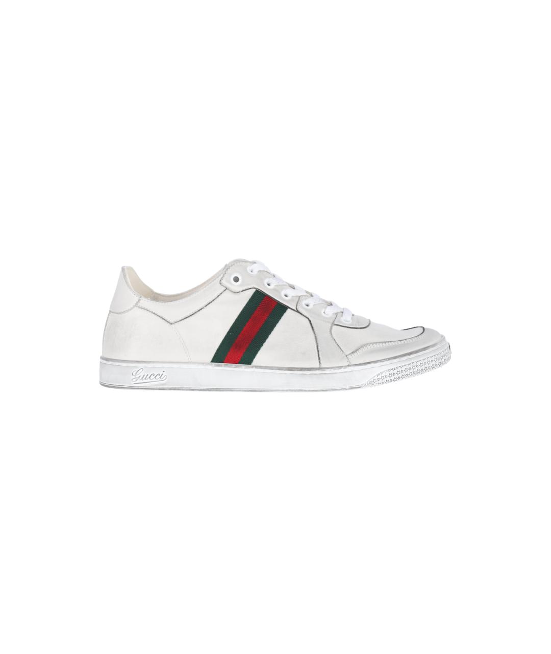 GUCCI Белые кожаные низкие кроссовки / кеды, фото 1