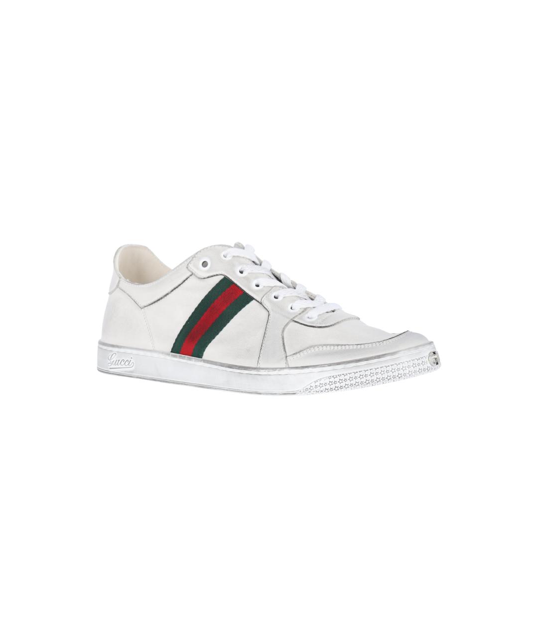 GUCCI Белые кожаные низкие кроссовки / кеды, фото 2