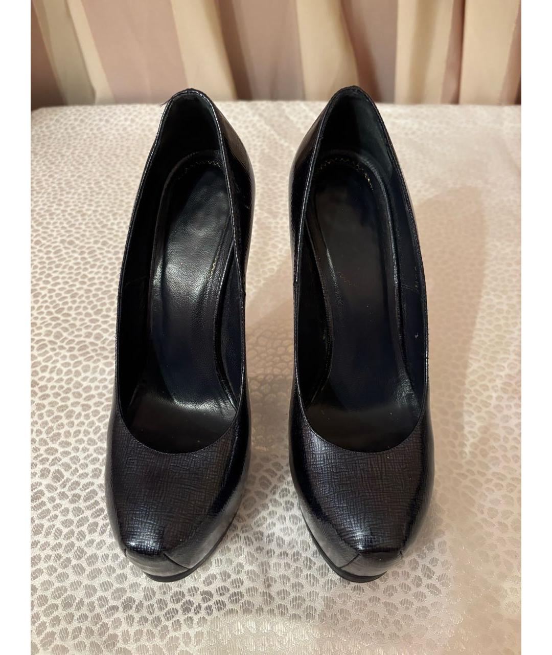 SAINT LAURENT Темно-синие туфли из лакированной кожи, фото 3