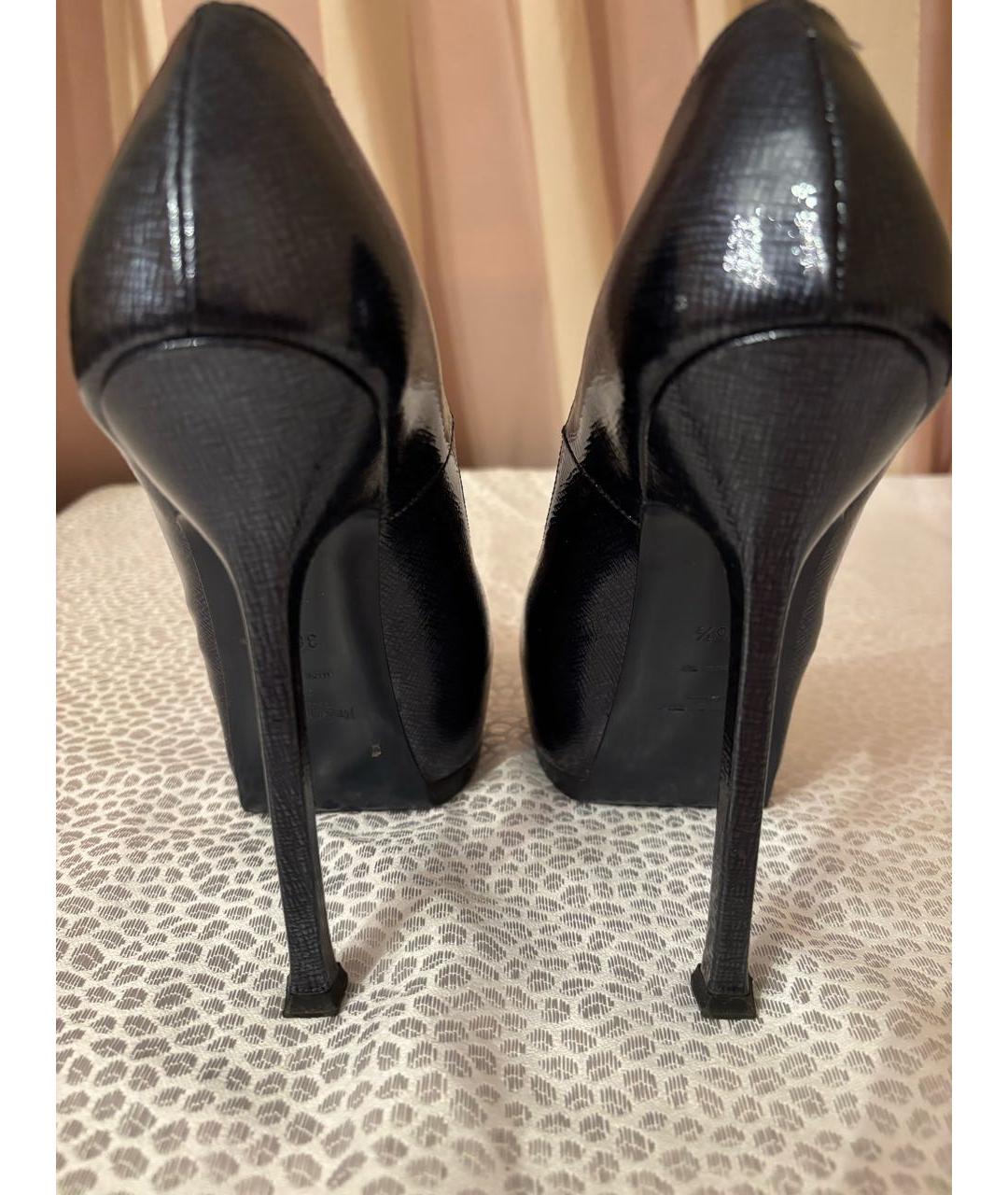 SAINT LAURENT Темно-синие туфли из лакированной кожи, фото 4