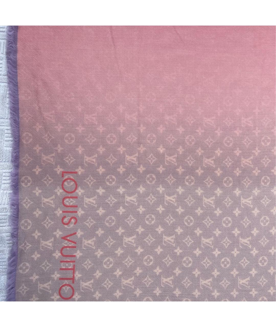 LOUIS VUITTON Розовый шерстяной шарф, фото 2