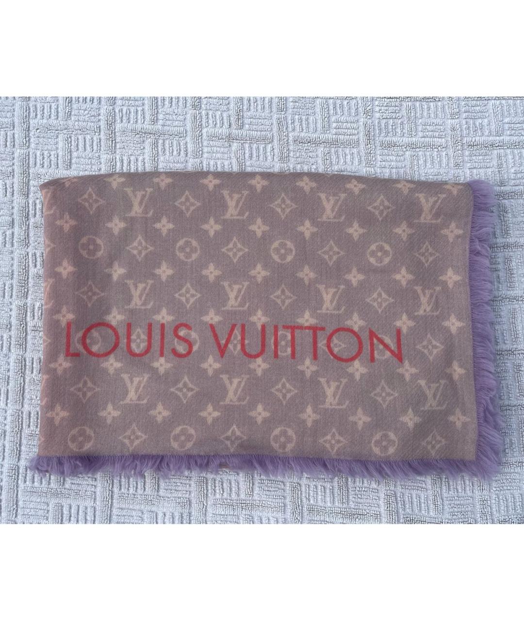 LOUIS VUITTON Розовый шерстяной шарф, фото 5