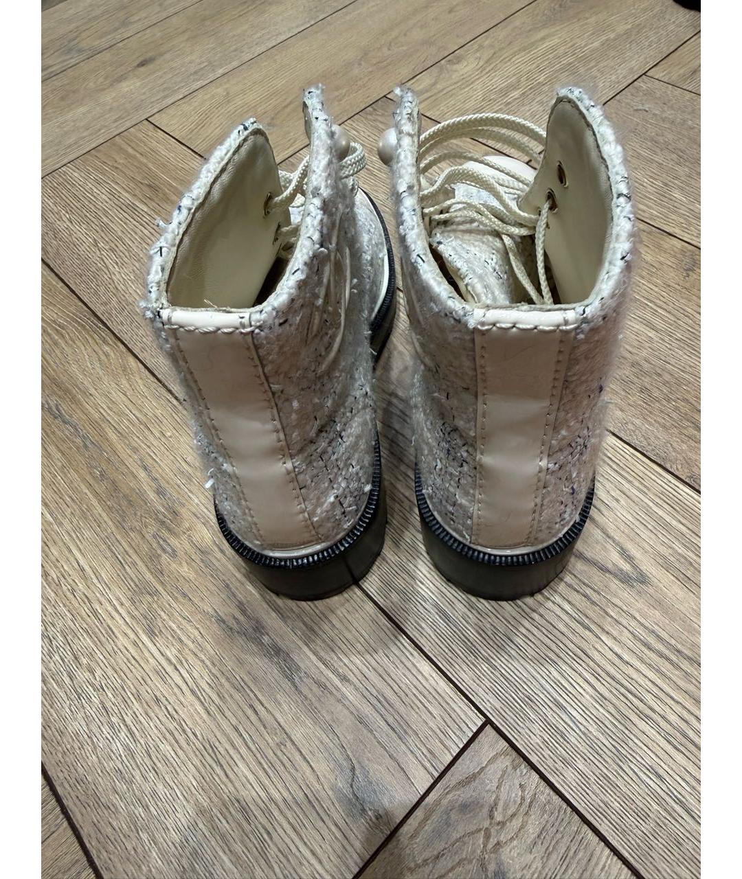 CHANEL Белые кожаные ботинки, фото 4