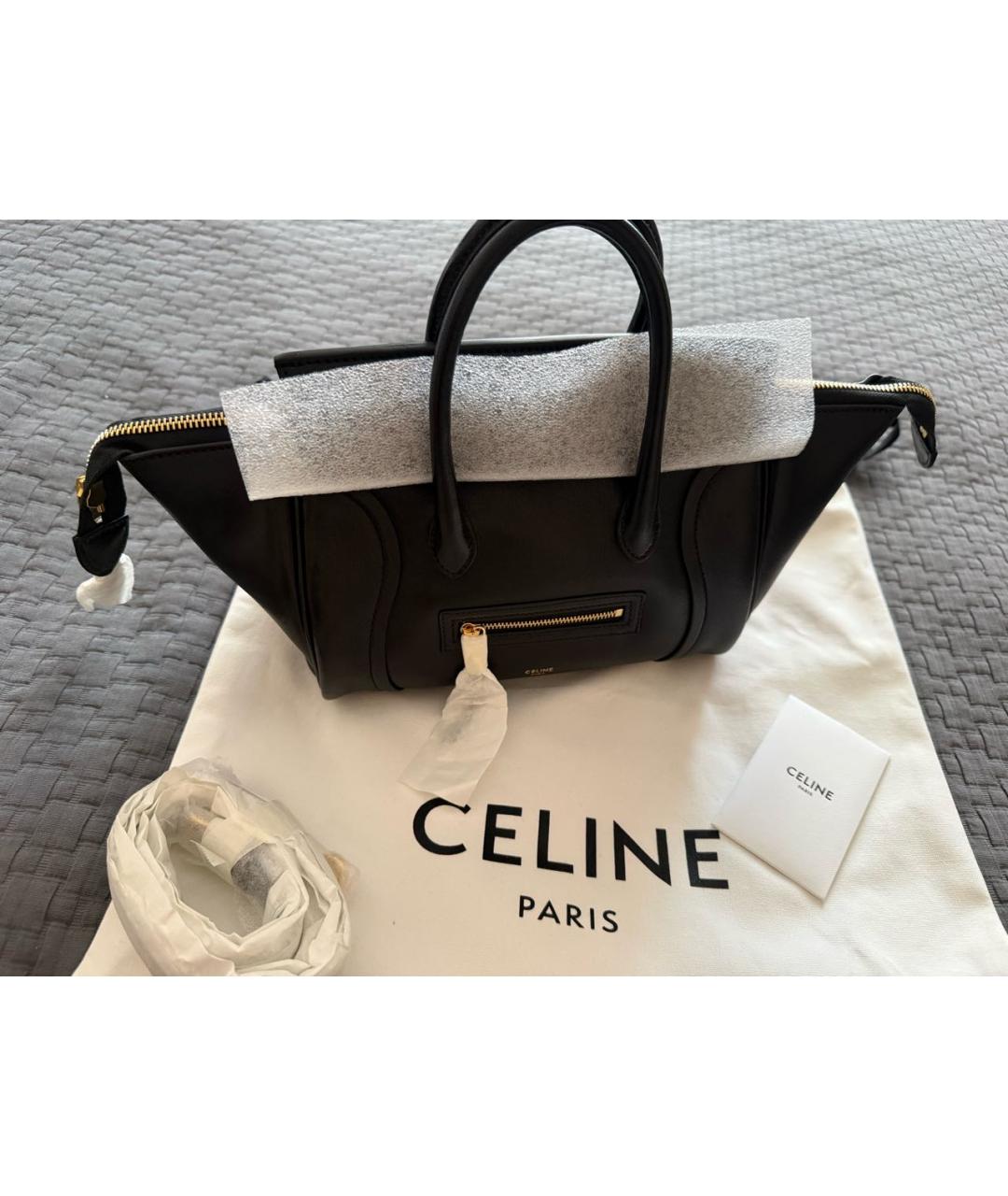 CELINE Черная кожаная сумка через плечо, фото 3