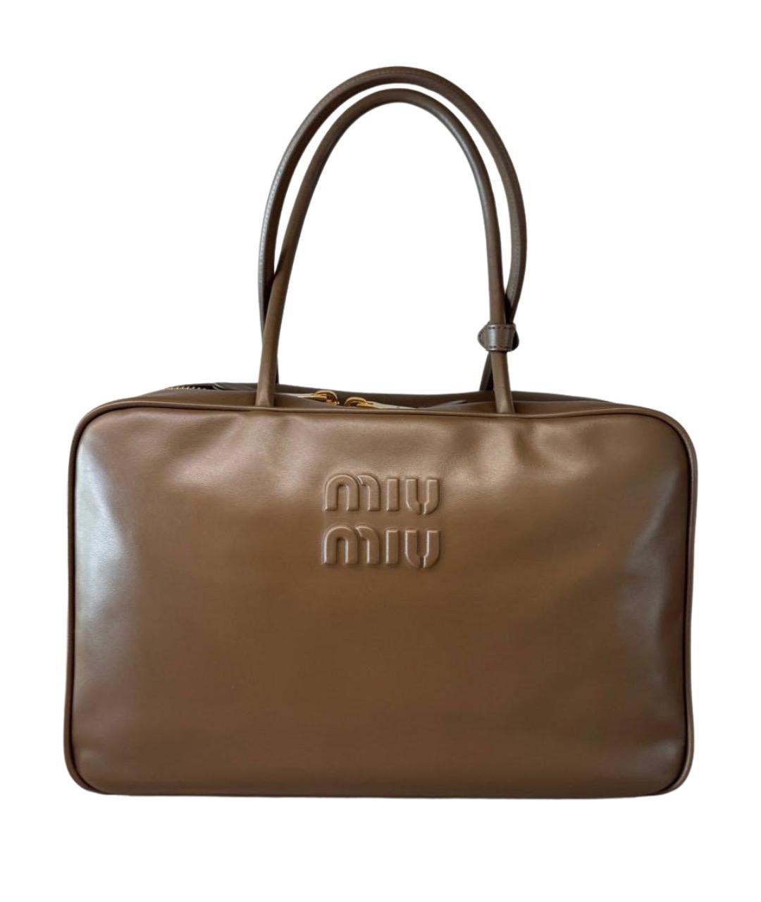 MIU MIU Коричневая кожаная сумка с короткими ручками, фото 1
