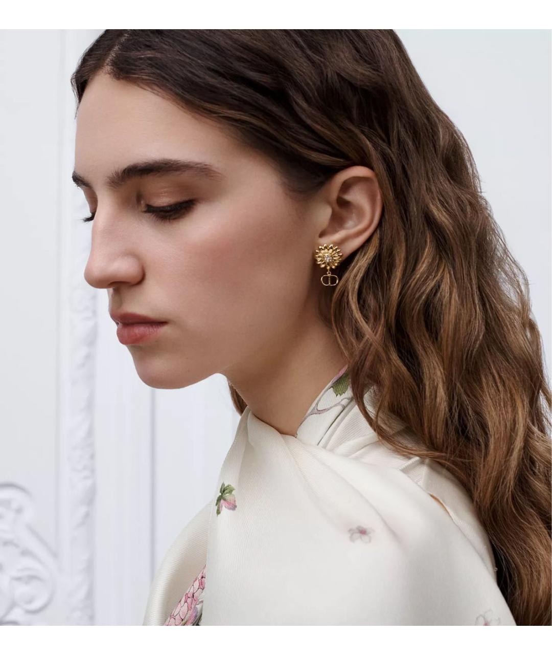 CHRISTIAN DIOR Золотые металлические серьги, фото 2
