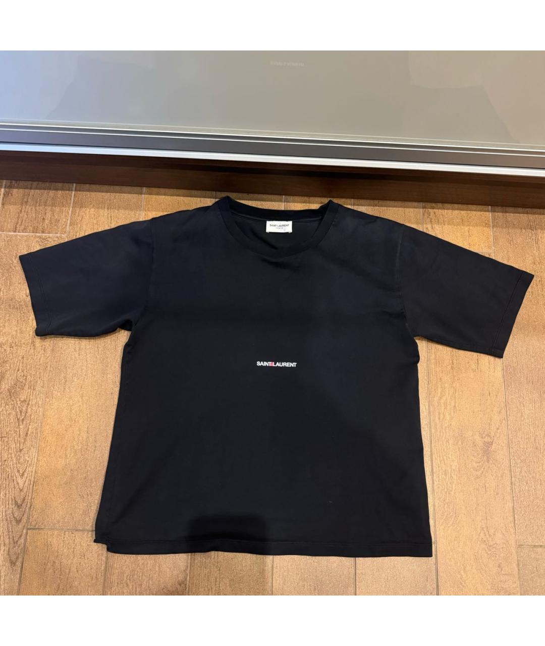 SAINT LAURENT Черная хлопковая футболка, фото 2