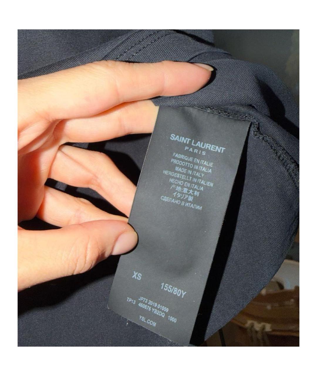 SAINT LAURENT Черная хлопковая футболка, фото 5