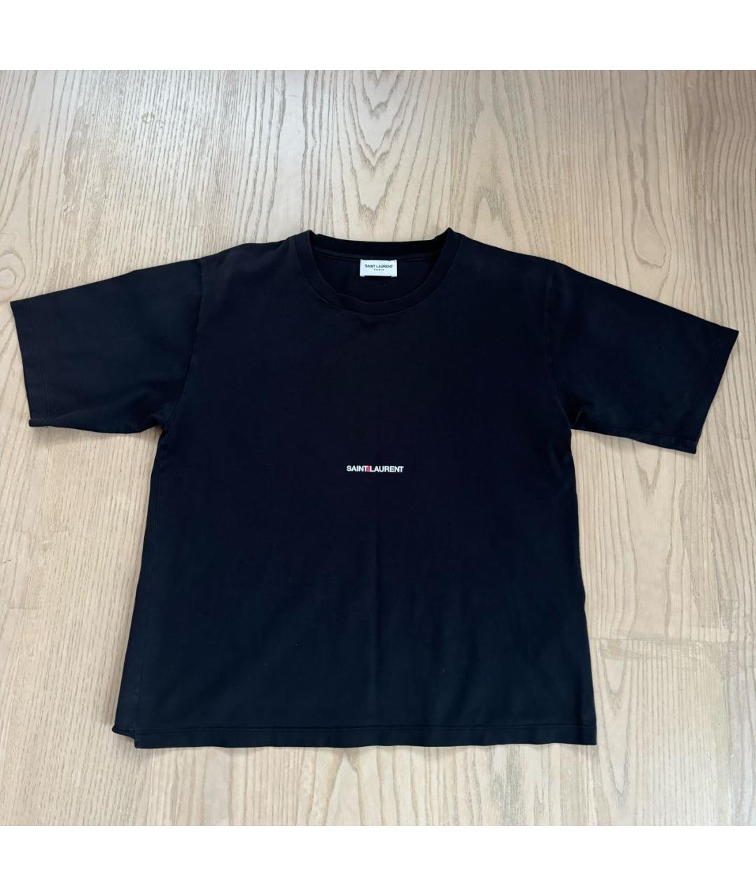 SAINT LAURENT Черная хлопковая футболка, фото 3