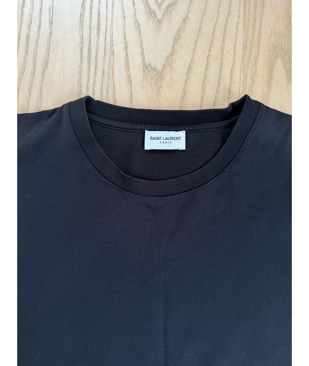 SAINT LAURENT Черная хлопковая футболка, фото 4