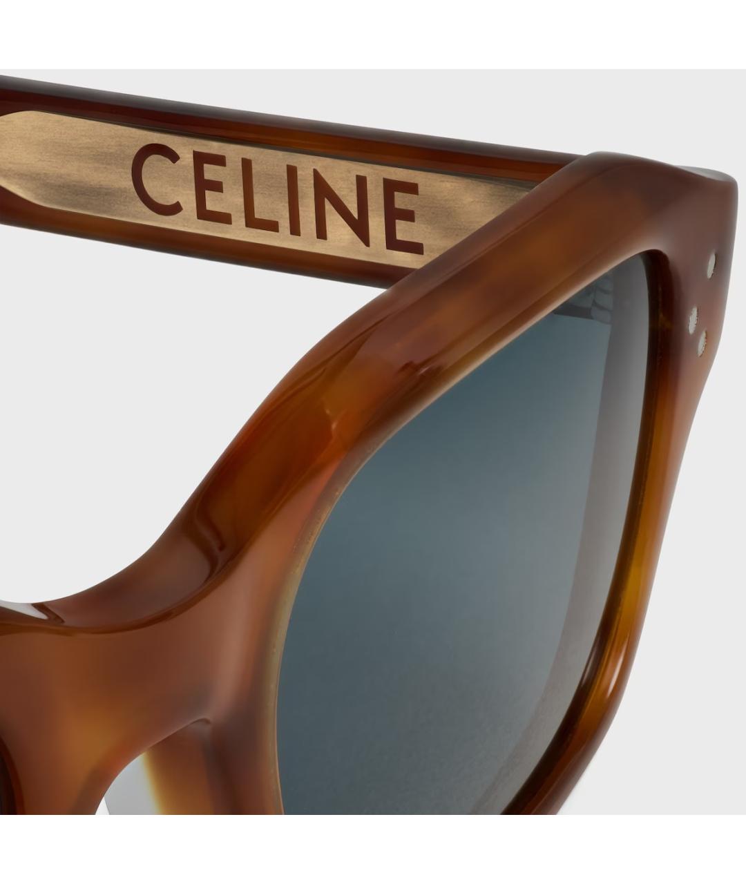 CELINE Коричневые пластиковые солнцезащитные очки, фото 4