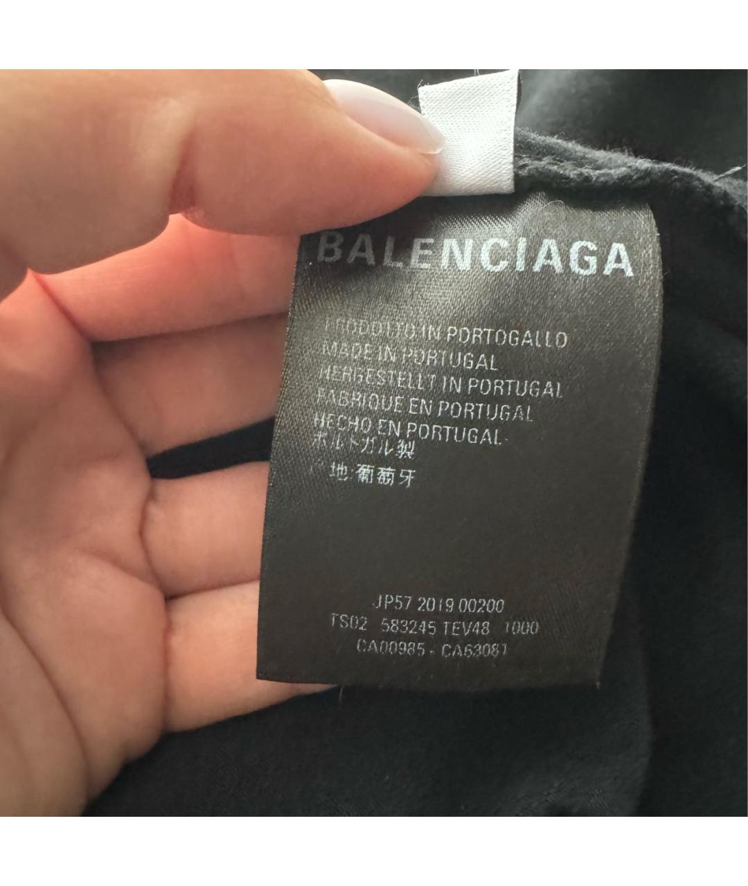 BALENCIAGA Черная хлопковая футболка, фото 7