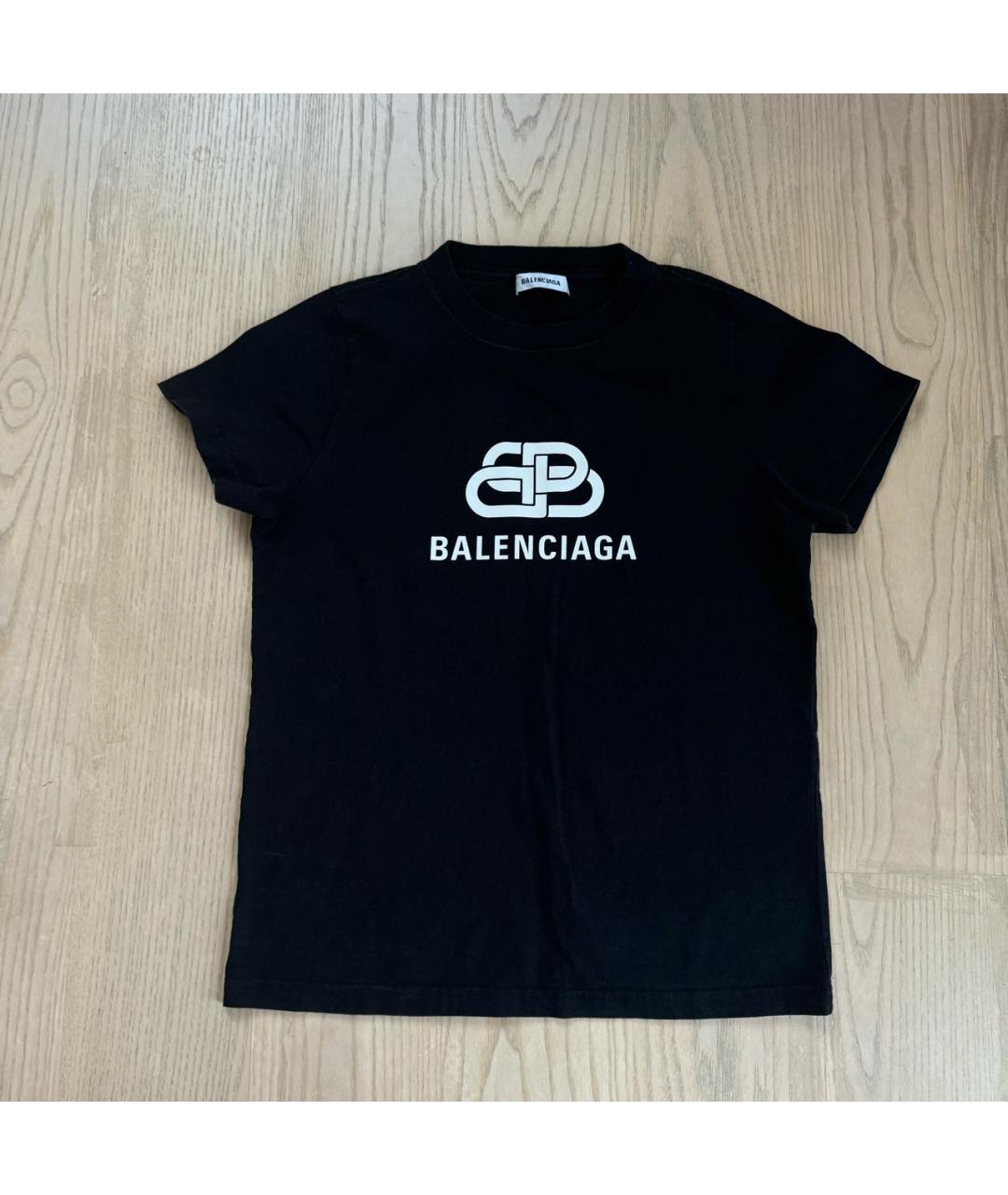 BALENCIAGA Черная хлопковая футболка, фото 2