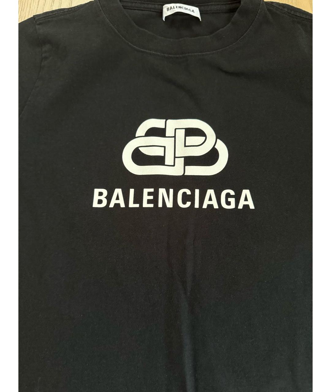 BALENCIAGA Черная хлопковая футболка, фото 4