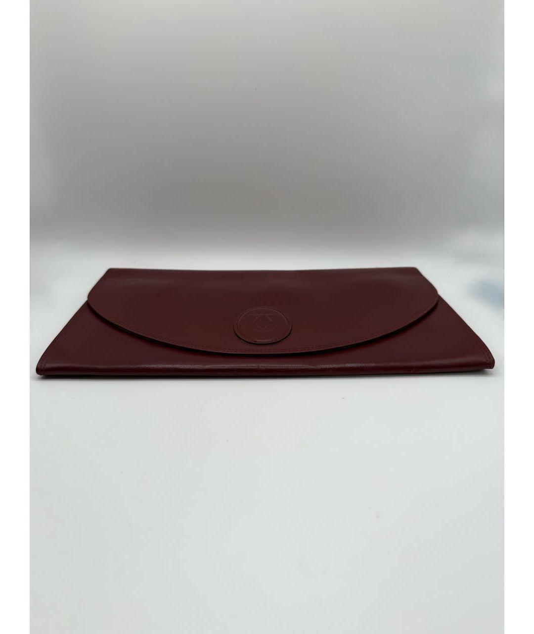 CARTIER Бордовая кожаная барсетка, фото 4